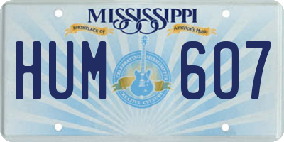 MS license plate HUM607