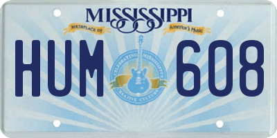 MS license plate HUM608