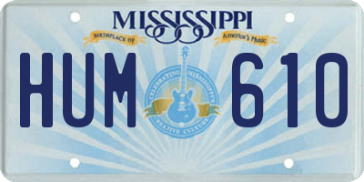 MS license plate HUM610