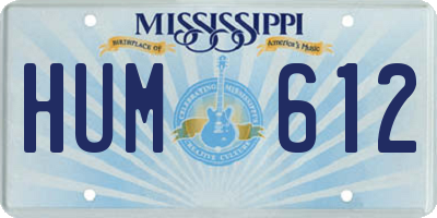 MS license plate HUM612