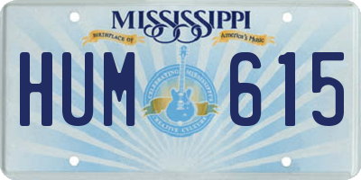 MS license plate HUM615