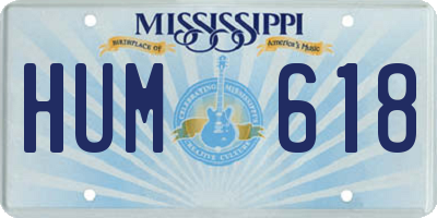 MS license plate HUM618