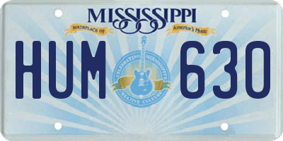 MS license plate HUM630