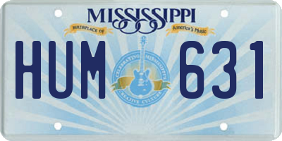 MS license plate HUM631