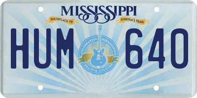 MS license plate HUM640