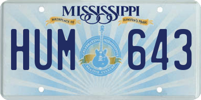 MS license plate HUM643