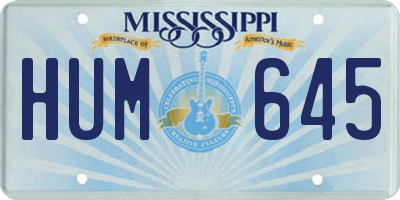 MS license plate HUM645