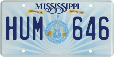 MS license plate HUM646