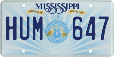 MS license plate HUM647