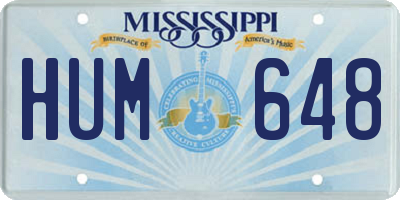 MS license plate HUM648