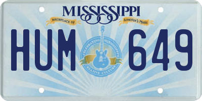 MS license plate HUM649