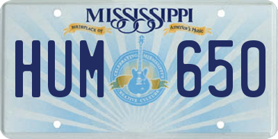 MS license plate HUM650