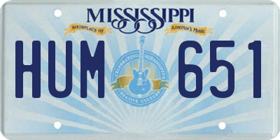 MS license plate HUM651