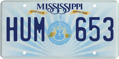 MS license plate HUM653