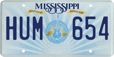 MS license plate HUM654