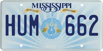 MS license plate HUM662