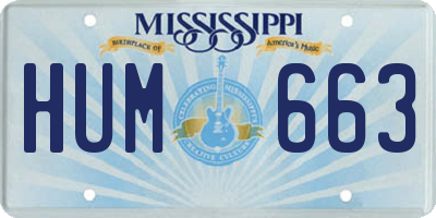 MS license plate HUM663