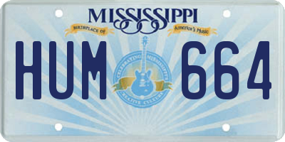 MS license plate HUM664