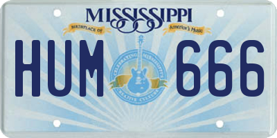 MS license plate HUM666
