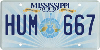 MS license plate HUM667