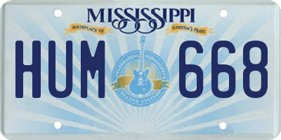 MS license plate HUM668