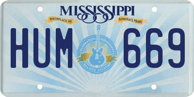 MS license plate HUM669