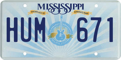 MS license plate HUM671