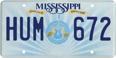 MS license plate HUM672