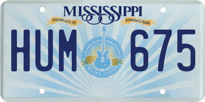 MS license plate HUM675