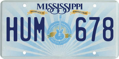 MS license plate HUM678