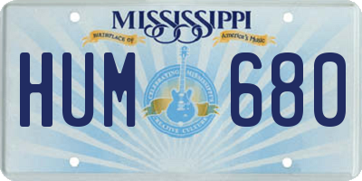 MS license plate HUM680