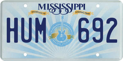 MS license plate HUM692