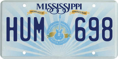 MS license plate HUM698