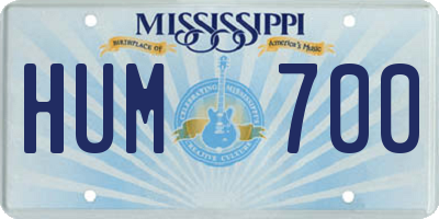 MS license plate HUM700