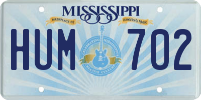 MS license plate HUM702