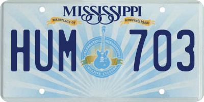 MS license plate HUM703