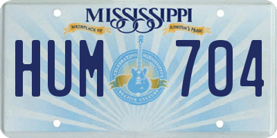 MS license plate HUM704
