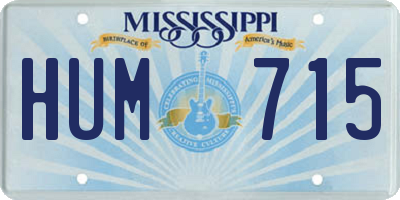 MS license plate HUM715