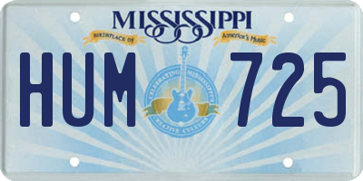 MS license plate HUM725