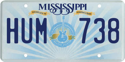 MS license plate HUM738