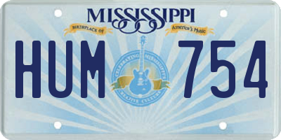 MS license plate HUM754