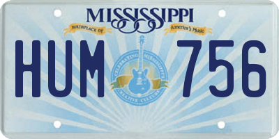 MS license plate HUM756