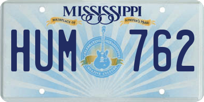 MS license plate HUM762