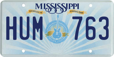 MS license plate HUM763