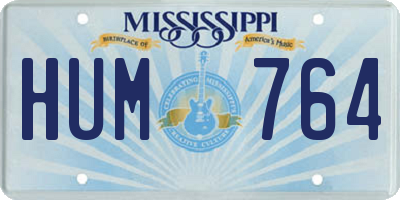 MS license plate HUM764