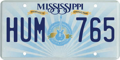 MS license plate HUM765