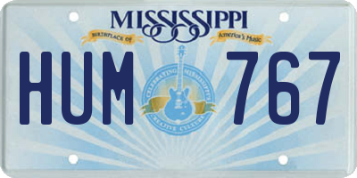 MS license plate HUM767