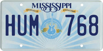 MS license plate HUM768
