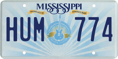 MS license plate HUM774