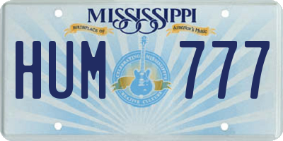 MS license plate HUM777